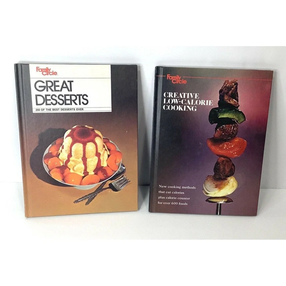 2‎ Family Circle Great Desserts Low Calorie Cooking Cookbook 1978 Hardcover VTG